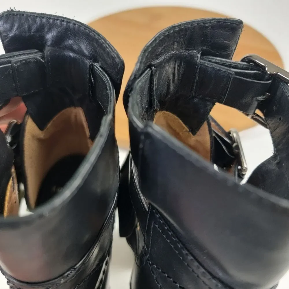 Laurence Dacade Felicite Black Leather Block Heels Womens‎ Shoe sz US 6 EU 37